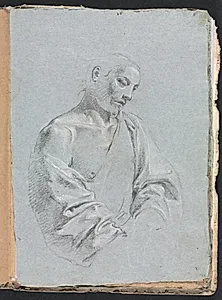 Verona Sketchbook: Male figure with drapery (page 71) by Francesco Lorenzi (Italian, 1723–1787)