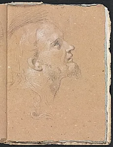 Verona Sketchbook: Male head in profile (page 91)  by Francesco Lorenzi (Italian, 1723–1787)
