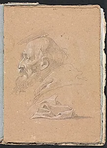 Verona Sketchbook: Monk in profile with drapery (page 87) by Francesco Lorenzi (Italian, 1723–1787)