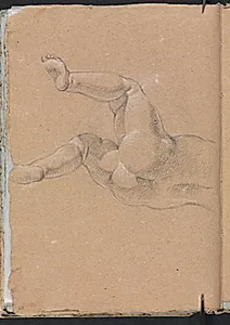 Verona Sketchbook: Putto (lower half of body) (page 24) by Francesco Lorenzi (Italian, 1723–1787)