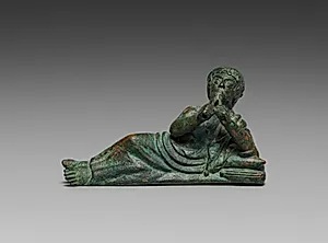 Vessel Ornament of Reclining Pipes Player by Unknown Artist
