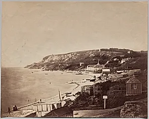 View of Ste-Adrese Beach with the Dumont Baths by Gustave Le Gray (French, 1820–1884)