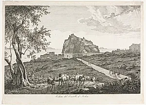 View of the Castello, Ischia by Florian Grosspietsch (German, 1789–1840)