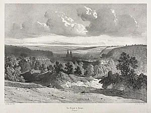 Voyages pittoresques et romantiques dans l'ancienne France.  Bretagne:  Vue général de Quimper by Eugène Cicéri (French, 1813–1890)