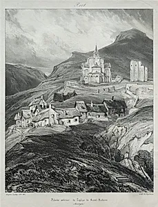 Voyages pittoresques et romantiques dans l'ancienne France, Auvergne:  Abside de l'église de Saint Nectaire by Eugène Isabey (French, 1803–1886)