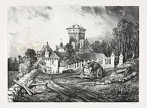 Voyages pittoresques et romantiques dans l'ancienne France, Auvergne:  Château de Pesteil à Polminhac by Eugène Isabey (French, 1803–1886)