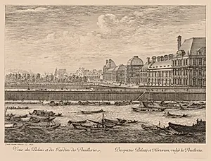 Vue du palais et des jardins des Tuileries, du côté du quai