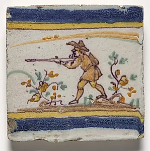 Wall Tile- Hunter with Rifle by Unknown Artist