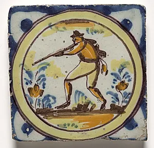 Wall Tile- Hunter with Rifle by Unknown Artist