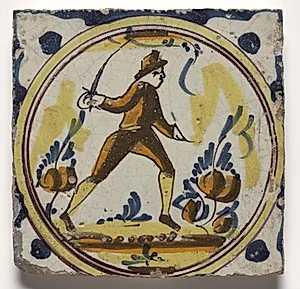 Wall Tile- Man with a Sword by Unknown Artist