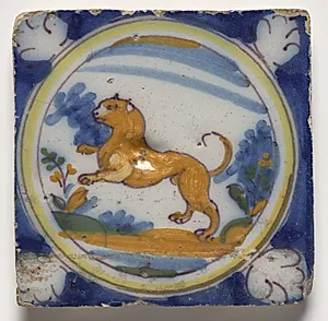 Wall Tile- Rampant Lion by Unknown Artist