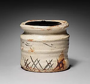 Water Container (Mizusashi) with Riverscape by Unknown Artist