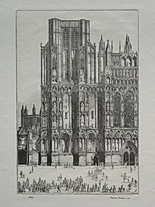Wells Cathedral by Herbert Gordon Warlow (British, 1885–1942)