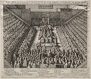 Westminster Hall, Interior, with The Trial of the Earl of Strafford by Wenceslaus Hollar (Bohemian, 1607–1677)