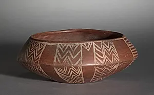 White Cross-Lined Bowl with Turtle and Sun by Unknown Artist