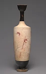 White-Ground Lekythos (Oil Vessel): Youths at Tomb