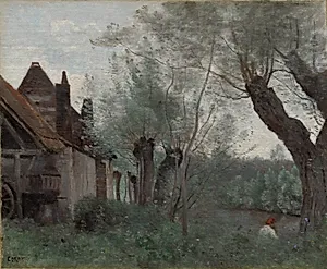 Willows and Farmhouse at Sainte-Catherine-lès-Arras by Jean Baptiste Camille Corot (French, 1796–1875)
