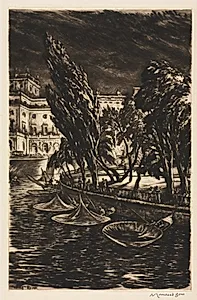 Windy Night, Stockholm by Muirhead Bone (British, 1876–1953)