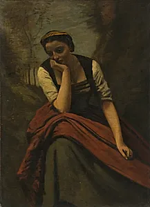 Woman Meditating by Jean Baptiste Camille Corot (French, 1796–1875)