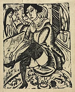 Woman Putting on Her Shoes by Ernst Ludwig Kirchner (German, 1880–1938)
