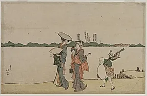 Women and Children Walking Along the Sumida River by Katsushika Hokusai (Japanese, 1760–1849)