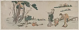 Women Distracting a Child whose Kite is caught in a Tree by Katsushika Hokusai (Japanese, 1760–1849)