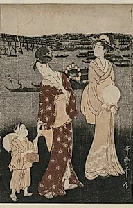 Women Enjoying the Evening Cool Near Ryogoku Bridge by Kitagawa Utamaro (Japanese, c. 1754–1806)