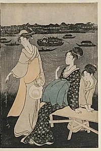 Women Enjoying the Evening Cool Near Ryogoku Bridge by Kitagawa Utamaro (Japanese, c. 1754–1806)