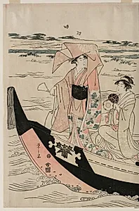 Women in a Pleasure Boat on the Sumida River by Chōbunsai Eishi (Japanese, 1756–1829)