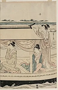 Women in a Pleasure Boat on the Sumida River by Chōbunsai Eishi (Japanese, 1756–1829)