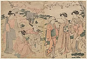 Women Viewing Cherry Blossoms at Asukayama by Katsukawa Shunchō (Japanese)
