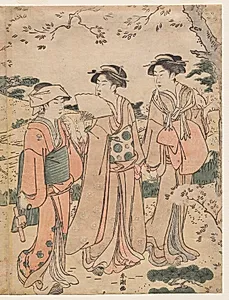Women Viewing Cherry Blossoms at Asukayama by Katsukawa Shunchō (Japanese)