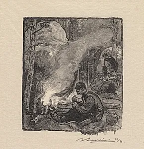Woodcutters' Meal by Auguste Louis Lepère (French, 1849–1918)