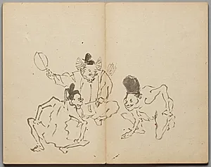 Wrestling Match from Sketch Album by Kawanabe Kyōsai (Japanese, 1831–1889)