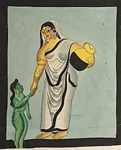 Yasoda Taking the Infant Krishna for a Walk by Unknown Artist