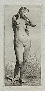 Young Woman Bathing by Charles-Émile Jacque (French, 1813–1894)