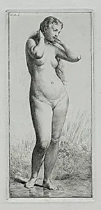 Young Woman Bathing by Charles-Émile Jacque (French, 1813–1894)
