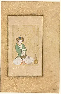 Youth Seated by a Willow; Single Page Illustration