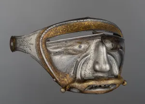 Close Helmet with Mask Visor in Form of a Human Face