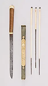 Knife with Sheath, Chopsticks, Pickle Spear and Picks