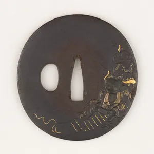 Sword guard (<i>Tsuba</i>) Depicting Hanshan and Shide (寒山拾得図鐔)