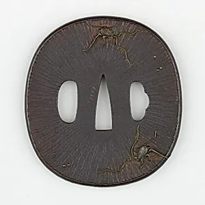Sword Guard (<i>Tsuba</i>) Depicting Crickets (鈴虫図鐔)