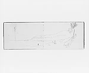 Bay, Hill, and Figure on Shore (from Sketchbook X) by William Trost Richards