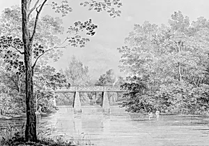 Bridge over Crumelbow Creek, David Hosack Estate, Hyde Park, New York (from Hosack Album) by Thomas Kelah Wharton