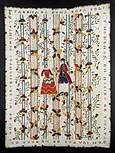 Embroidered coverlet (Colcha) by Doña Rosa Solís y Menéndez