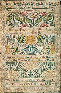 Embroidered Sampler by Anne Chase