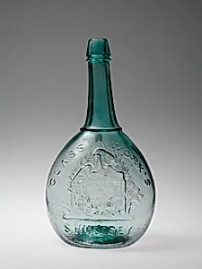 Figured bottle by Isabella Glass Works/ New Brooklyn Glass Works
