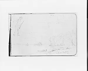 Hunter on Lake Nipissing; Lake Near Sudbury (from Sketchbook) by Albert Bierstadt