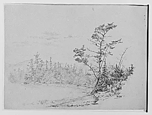 Lakeshore View [Long Lake?] (from Sketchbook) by Thomas Hewes Hinckley