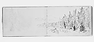 Landscape with Forest, Fields, and Mountains (from Sketchbook X) by William Trost Richards